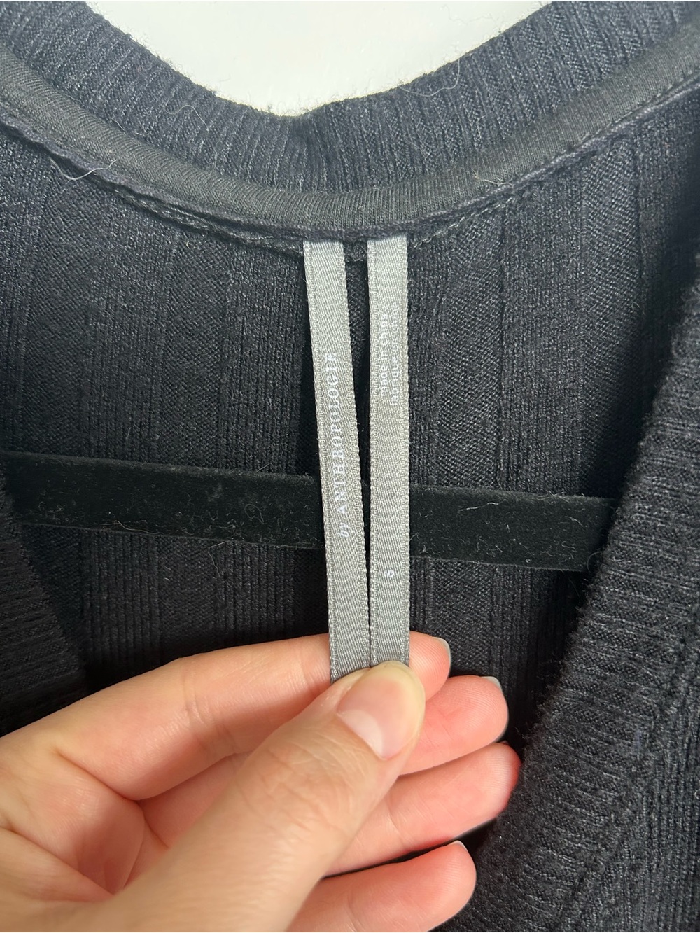 Black Ribbed Button-Front Long Cardigan - Picture 7 of 7